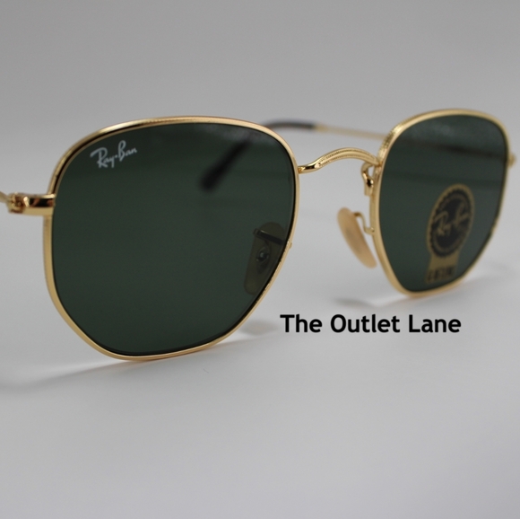Model Display RayBan Hexagonal Green G15 Lens RB3548N Gold Frame - Picture 5 of 16